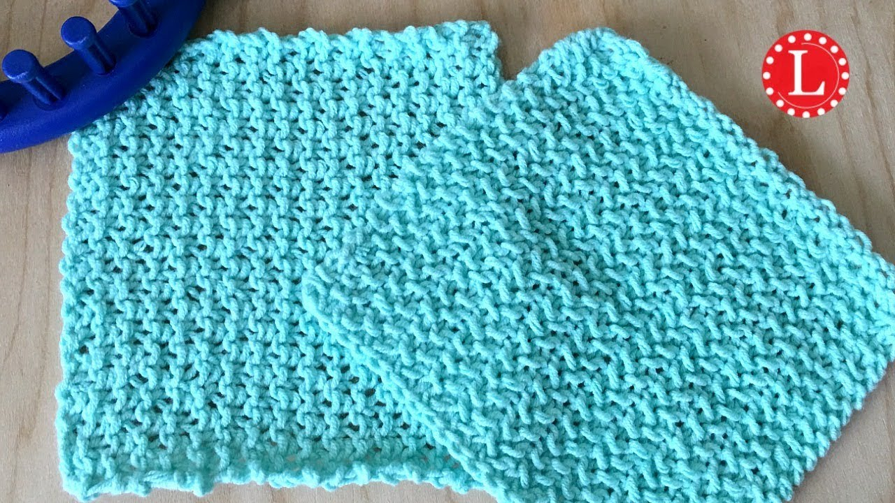 Easy Dishcloth Knit Pattern Loom Knit Dishcloth Washcloth Seed Stitch Textured Beginner Easy