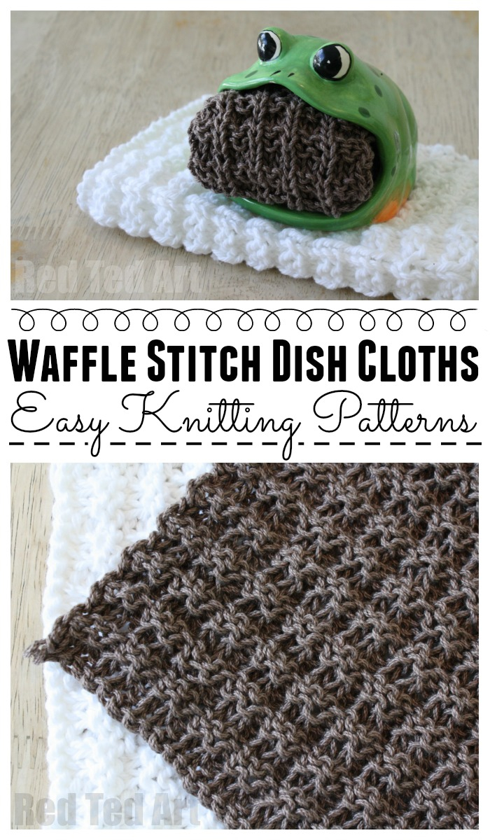 Easy Dishcloth Knit Pattern Waffle Stitch Dish Cloth Knitting Pattern Red Ted Art