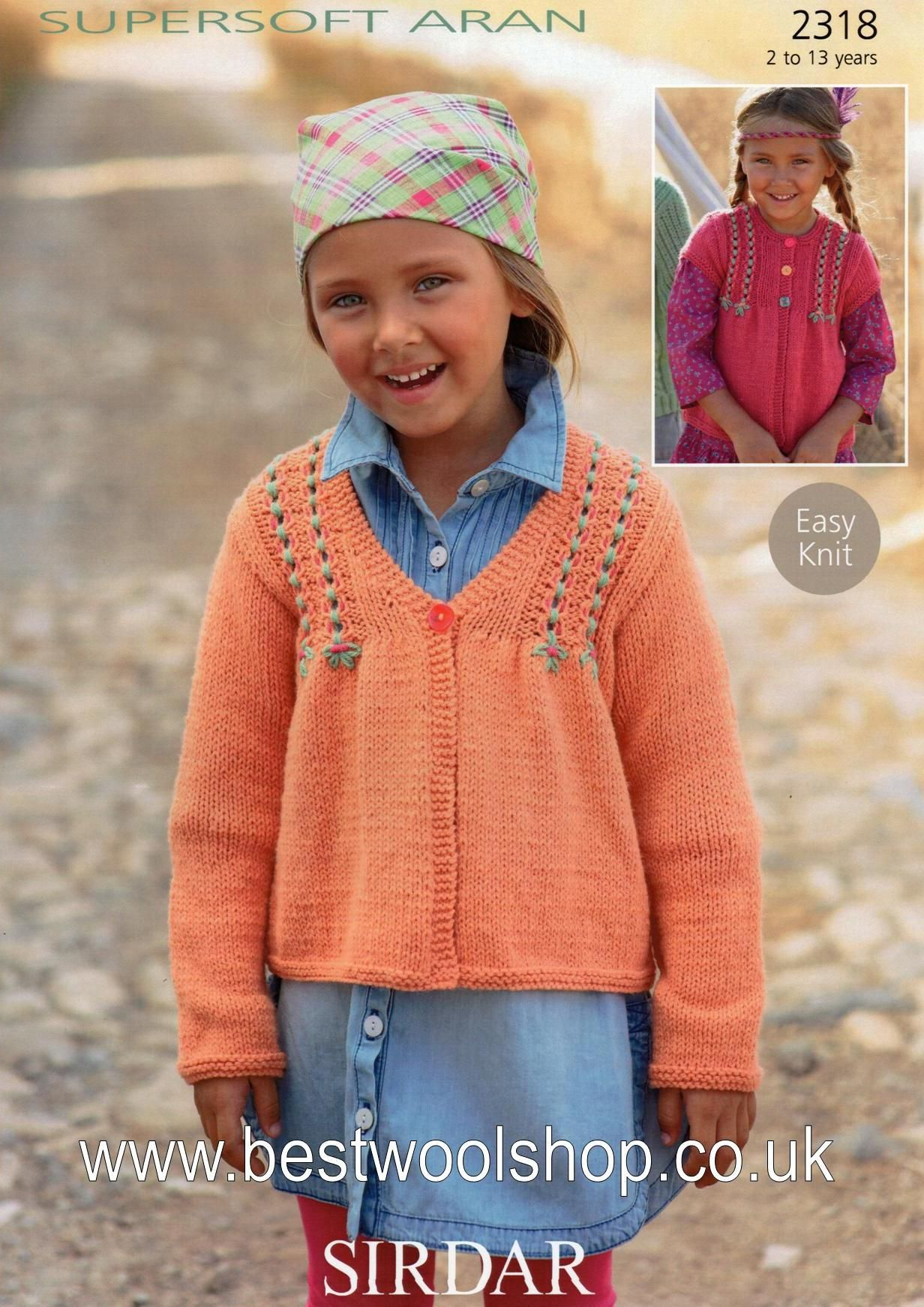 Easy Jumper Knitting Pattern 2318 Sirdar Supersoft Aran Easy Knit Long Short Sleeved Cardigan Knitting Pattern To Fit 2 To 13 Years