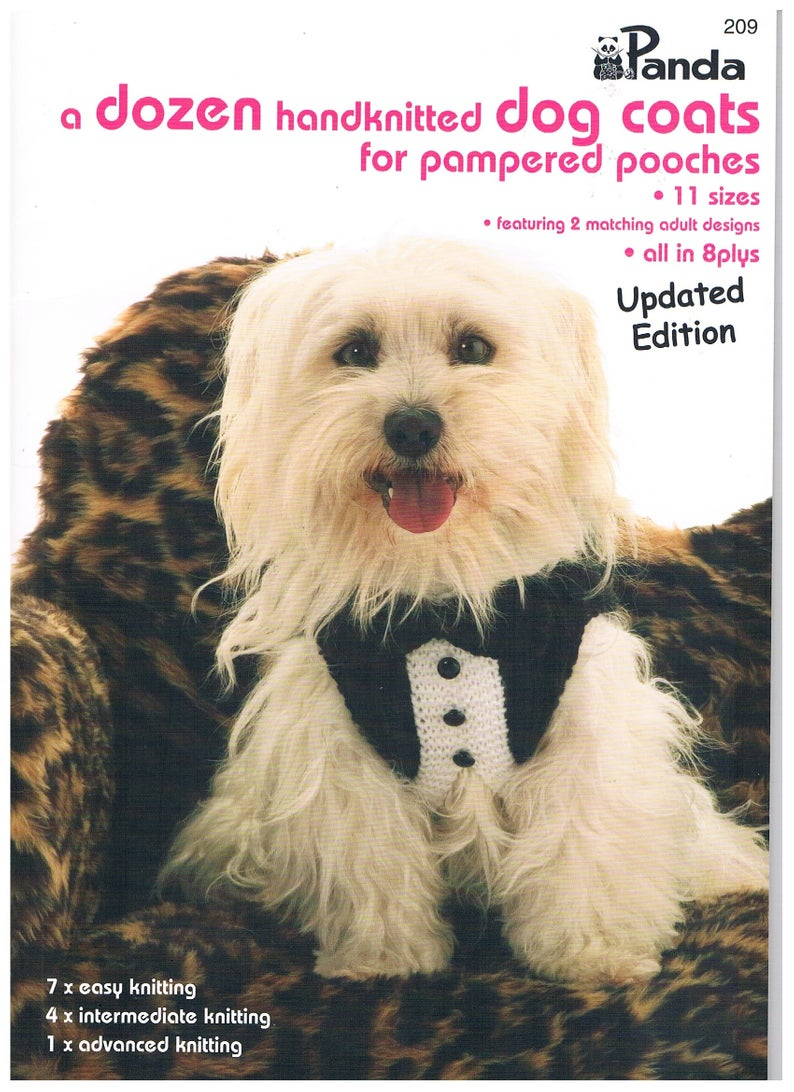 Easy Knitting Pattern For Dog Coat A Dozen Hand Knitted Dog Coats For Pampered Pooches Patterns Panda Book 209