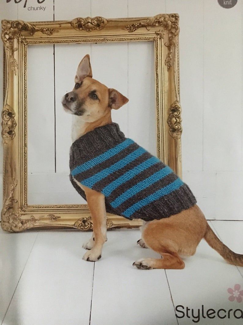 Easy Knitting Pattern For Dog Coat Knitting Pattern For Dog Coat Easy Pattern With Sizes To Fits Most Dogs Knitted In Chunky Yarn