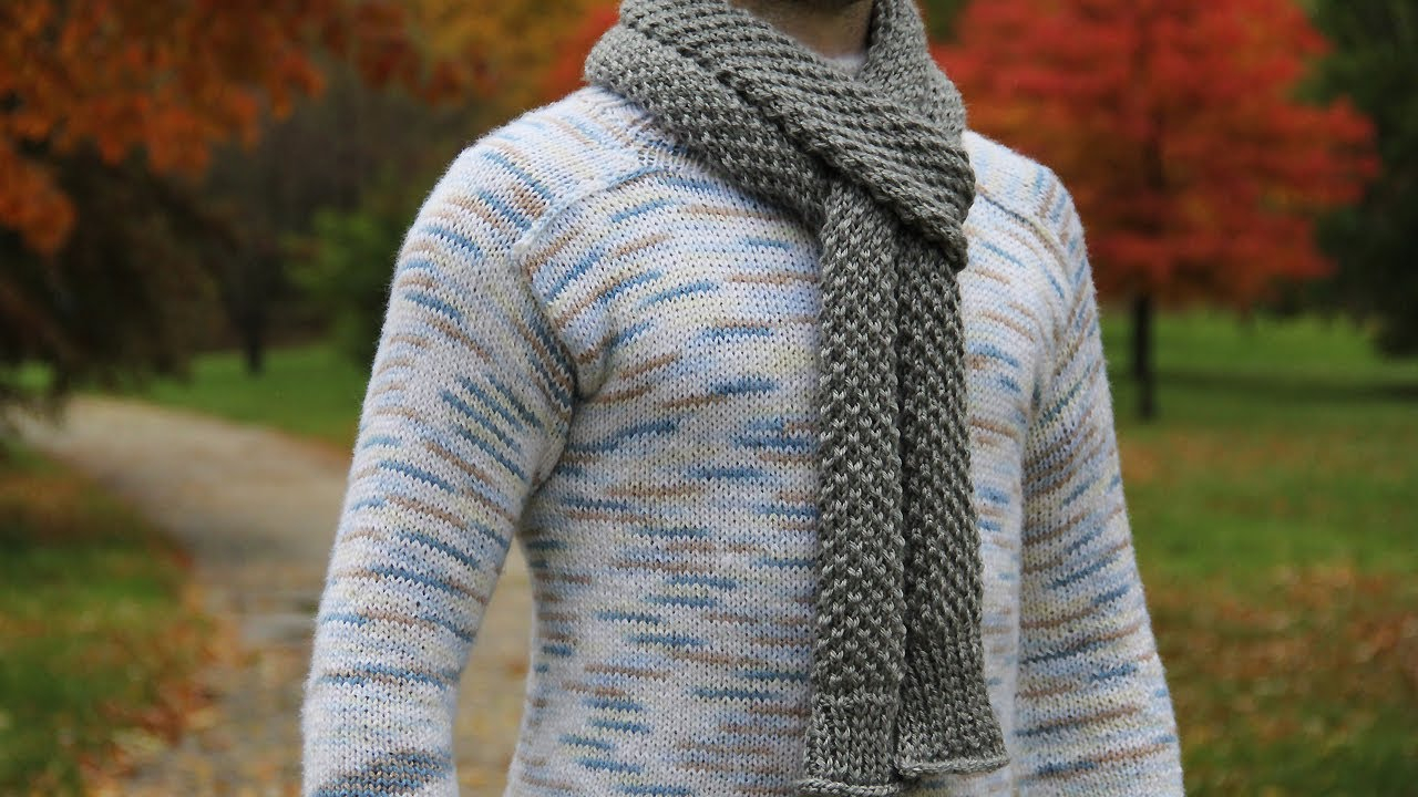 Easy Scarf Knitting Patterns For Men How To Knit Mens Scarf Video Tutorial With Detailed Instructions