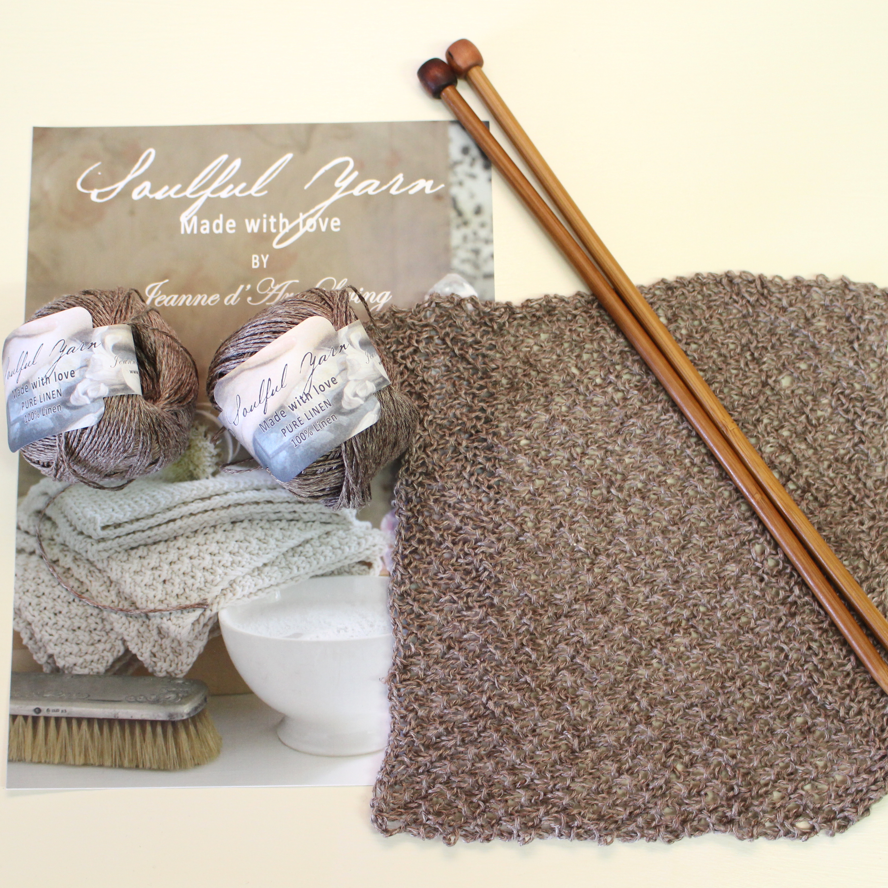 Easy To Follow Knitting Patterns Linen Knitting Kit French Brown