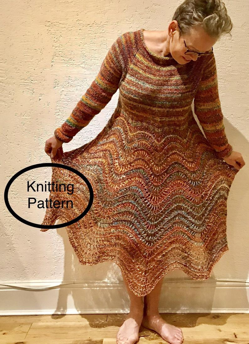 Easy To Follow Knitting Patterns Pdf Knitting Pattern Onlywomen Lacy Dress Hand Knitted Seamless Knitted Top Downeasy To Follow Chart And Instructions One Size M