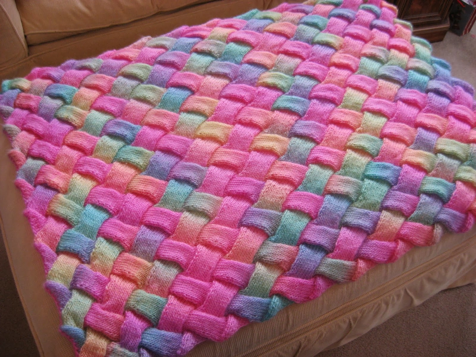Entrelac Afghan Knitting Pattern Hooked On Needles Entrelac Ba Blanket Is Off The Needles