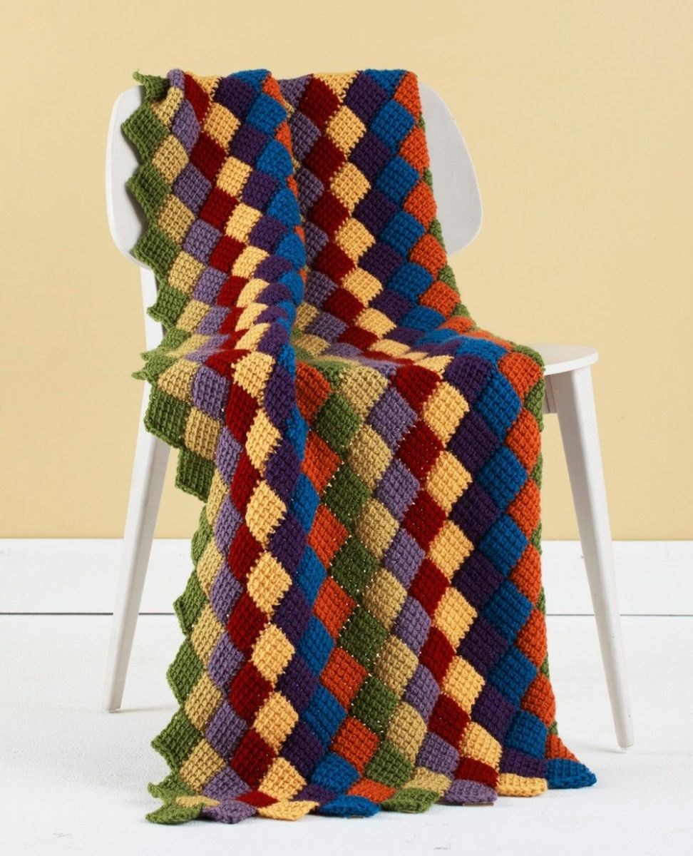 Entrelac Afghan Knitting Pattern Tunisian Entrelac Throw Allfreecrochet