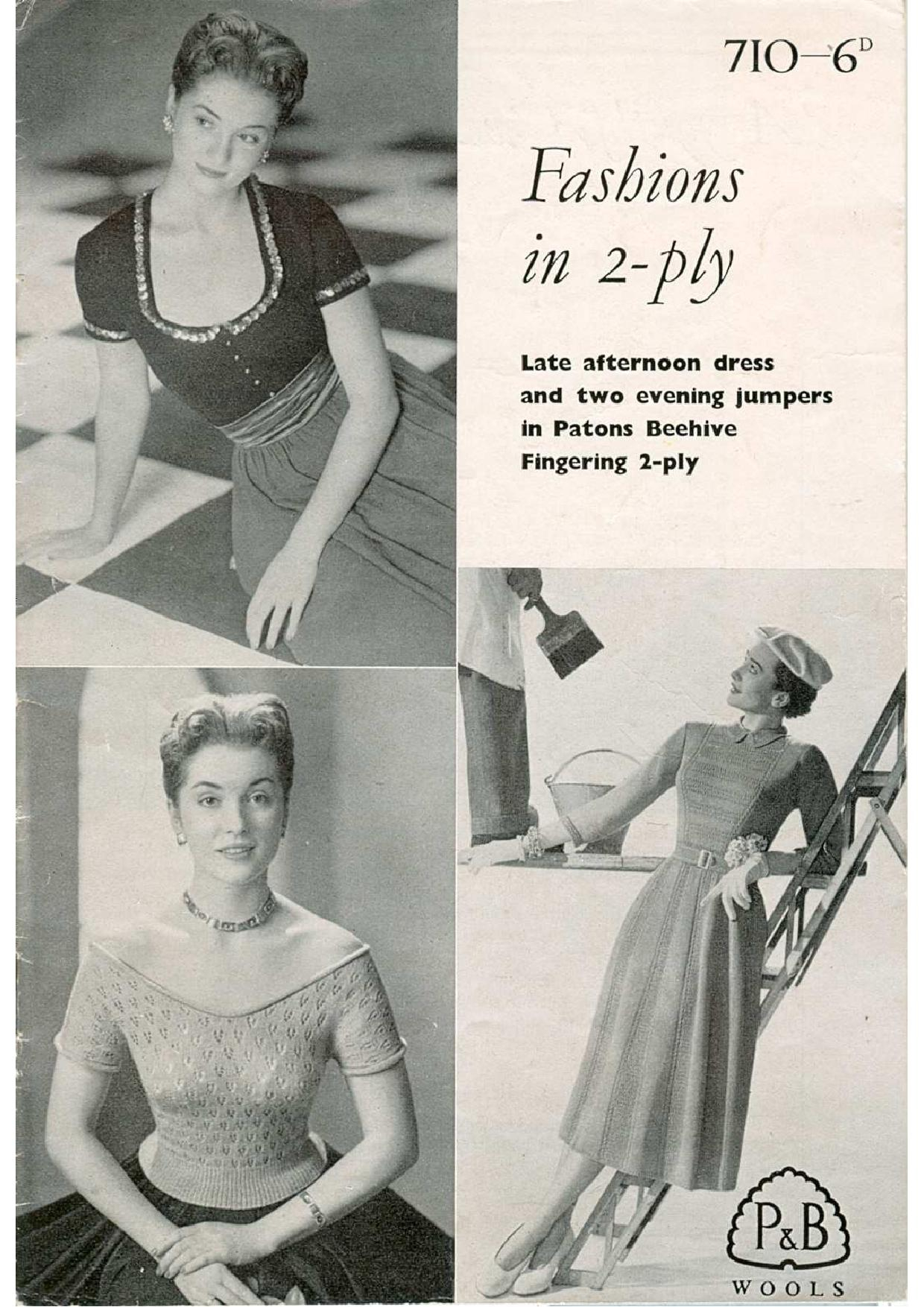 Fashionable Knitting Patterns Uk Pdf Vintage Knitting Pattern Patons 710 Ladies Afternoon Dress With Two Sweaters Jumpers