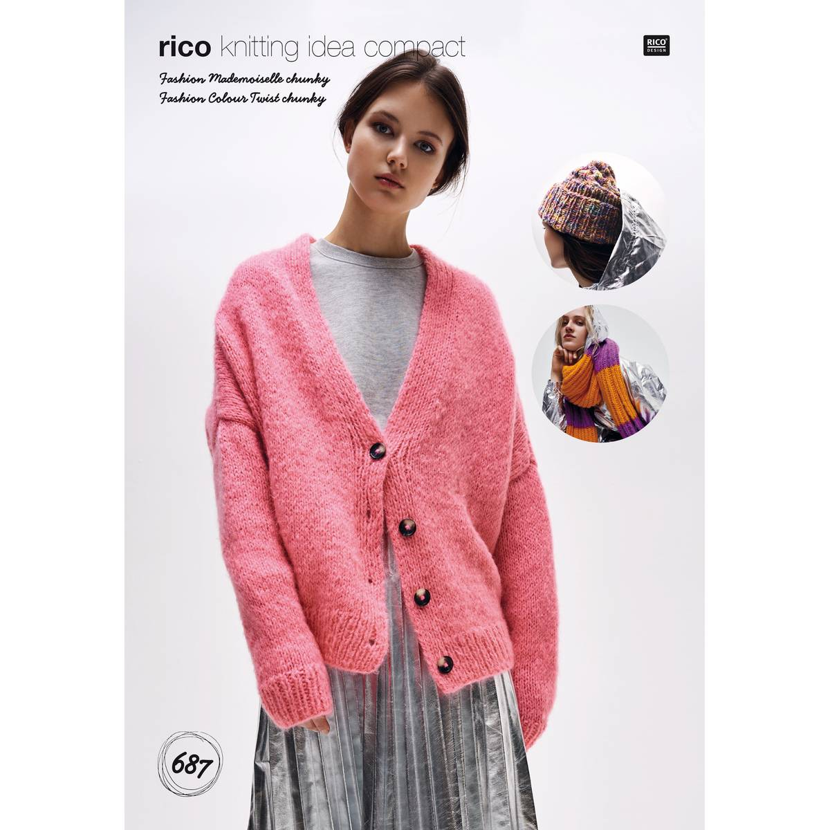 Fashionable Knitting Patterns Uk Rico Madamoiselle Chunky Cardigan And Accessories Pattern 687