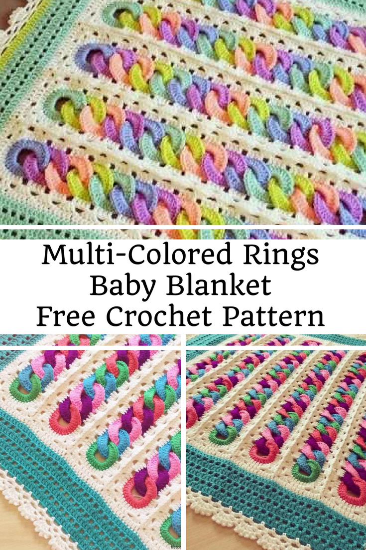 Free Baby Knitting Patterns Pinterest Fabulous Multi Colored Rings Ba Blanket Free Crochet Pattern