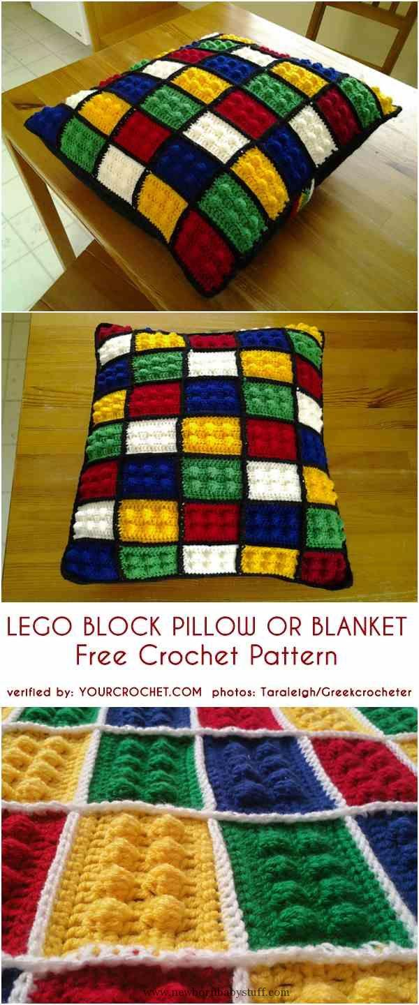 Free Cushion Knitting Patterns Ba Knitting Patterns Lego Block Pillow Or Blanket Free Crochet Pattern