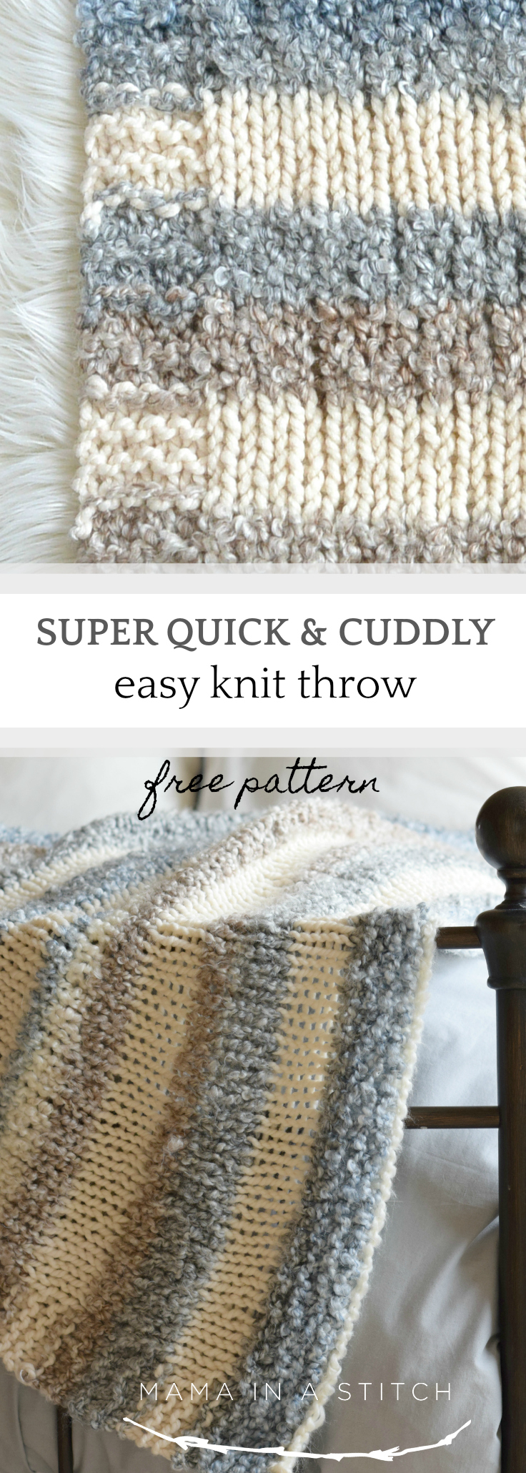 Free Easy Knitting Patterns Cuddly Quick Knit Throw Blanket Pattern Mama In A Stitch