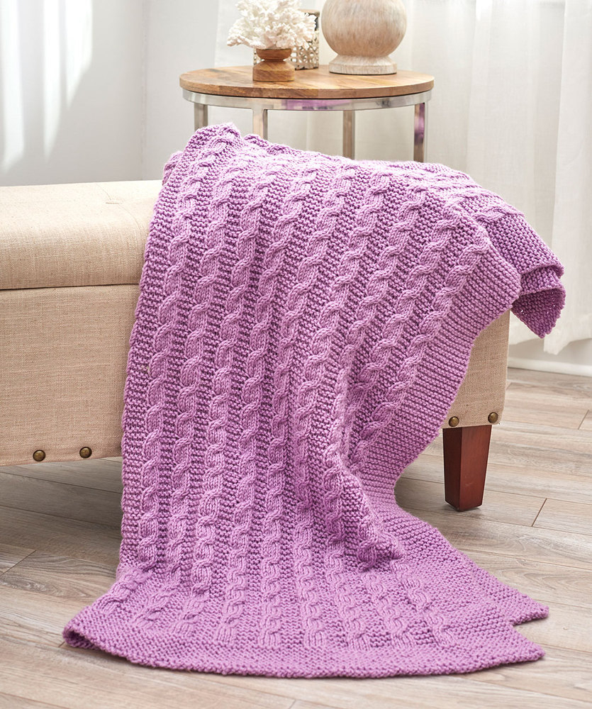 Free Knit Cable Patterns Exquisite Cabled Throw Red Heart