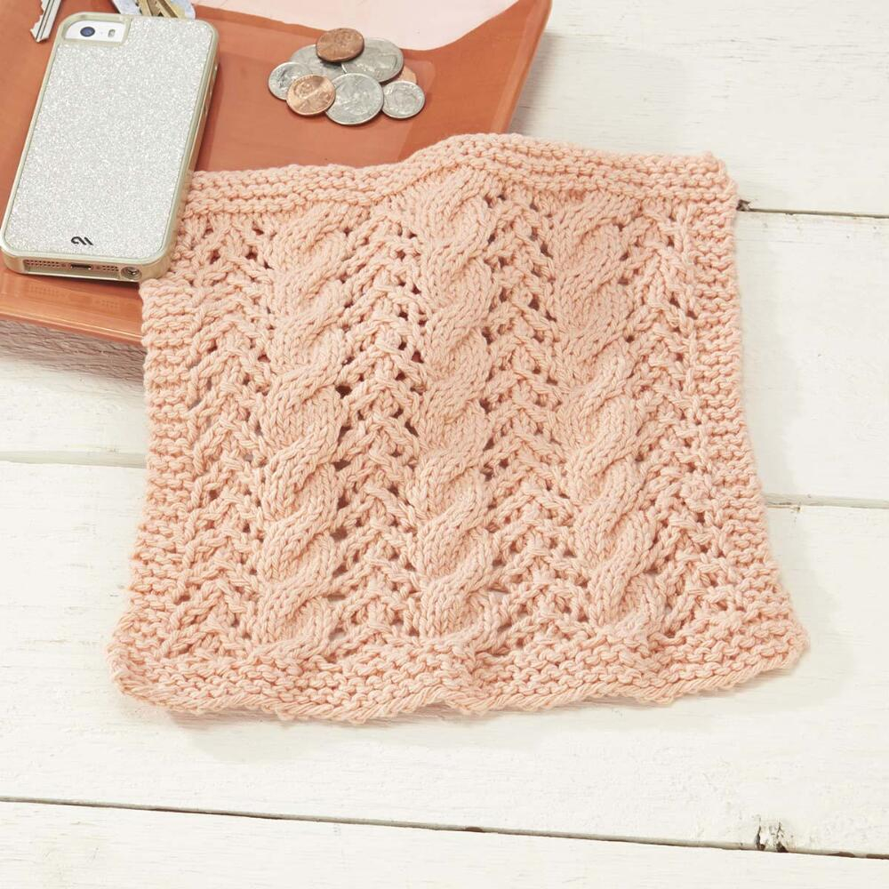 Free Knit Cable Patterns Knitted Dishcloth With Cables And Lace Free Pattern