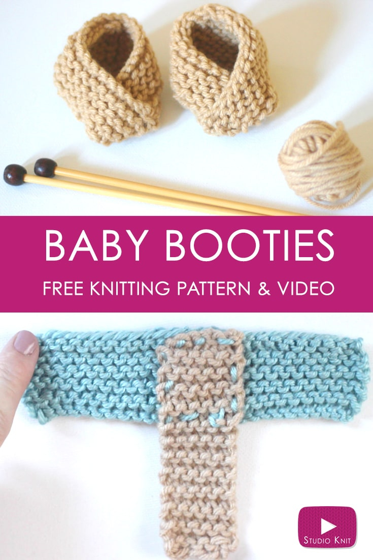 Free Knitted Baby Bootie Pattern Ba Booties Free Knitting Pattern With Video Tutorial Studio Knit
