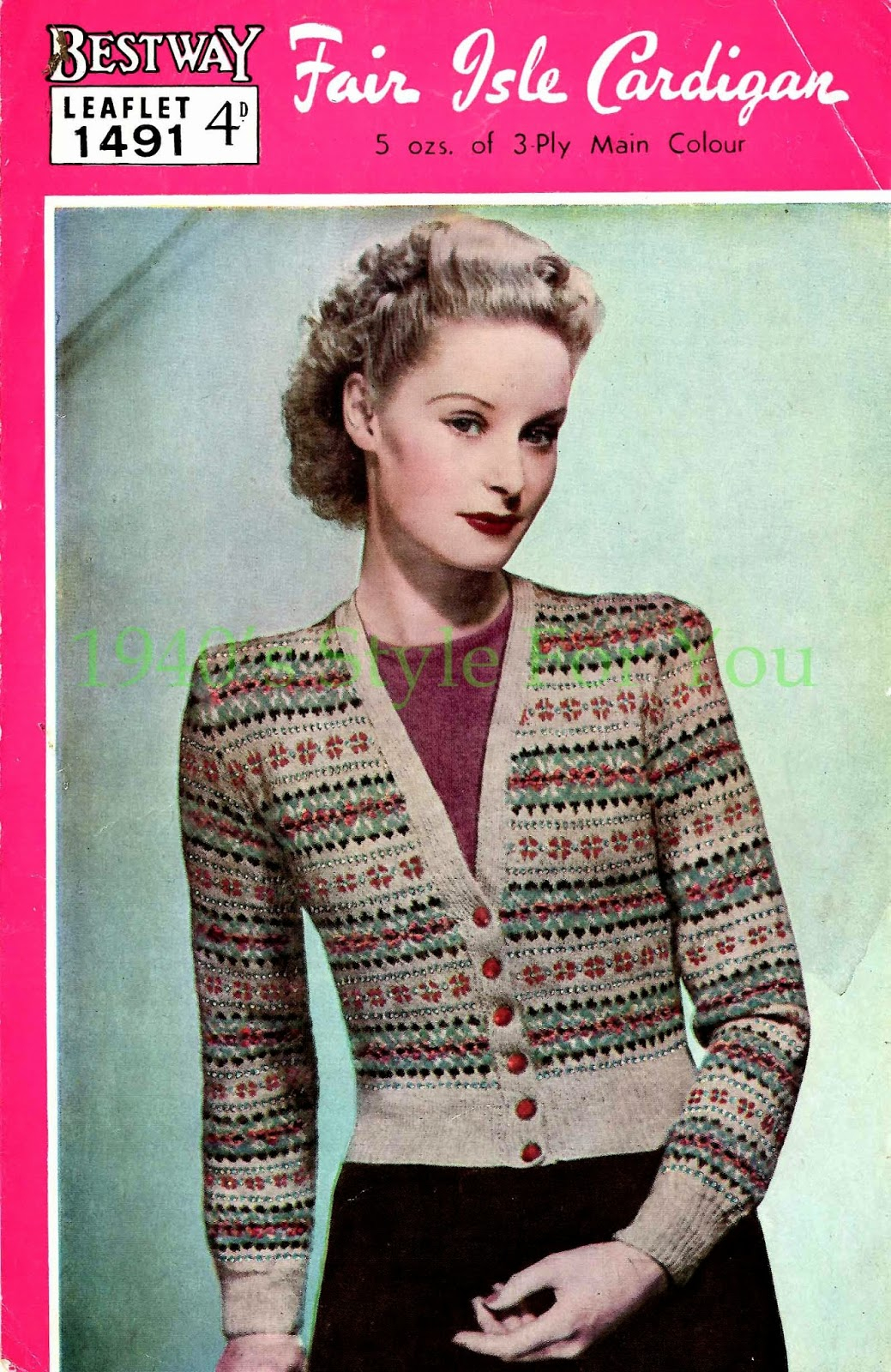 Free Knitted Cardigan Patterns 1940s Style For You Free Knitting Pattern 1940s Fair Isle