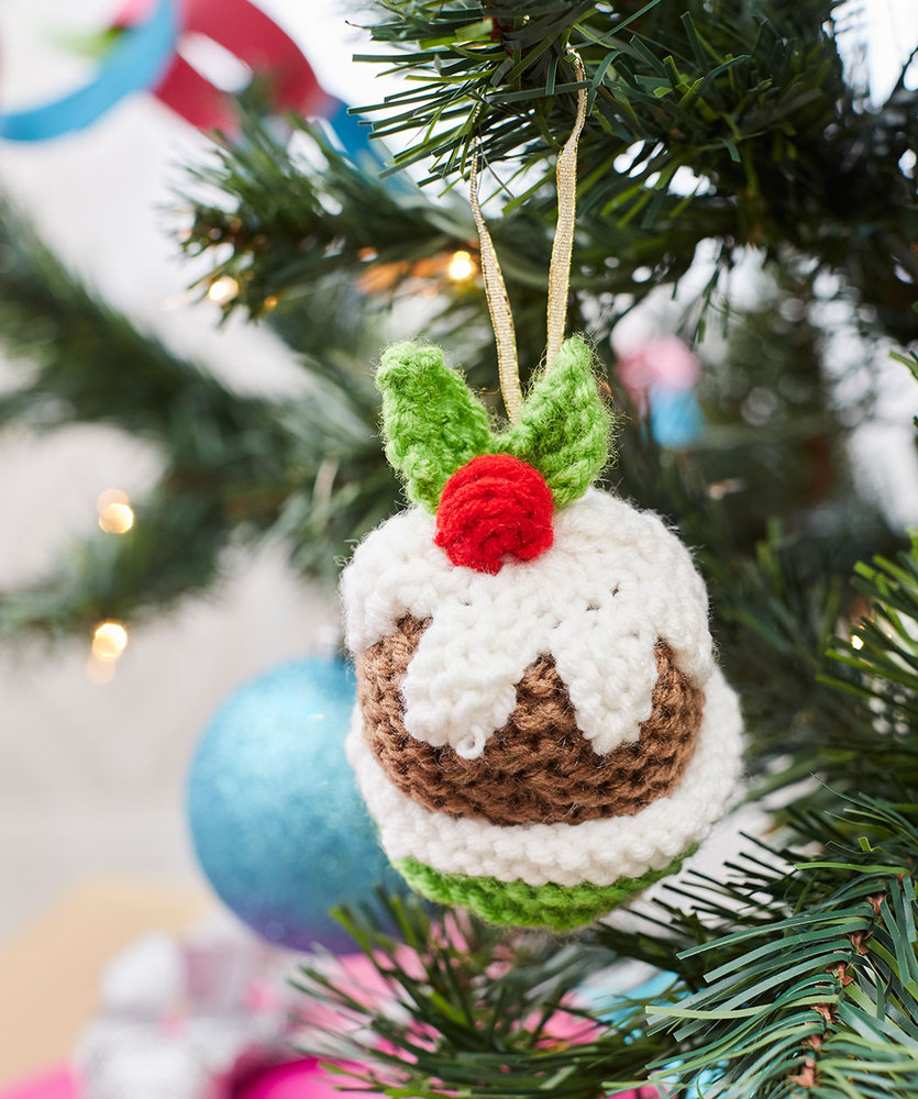 Free Knitted Christmas Tree Decorations Patterns Christmas Pudding Ornament Red Heart