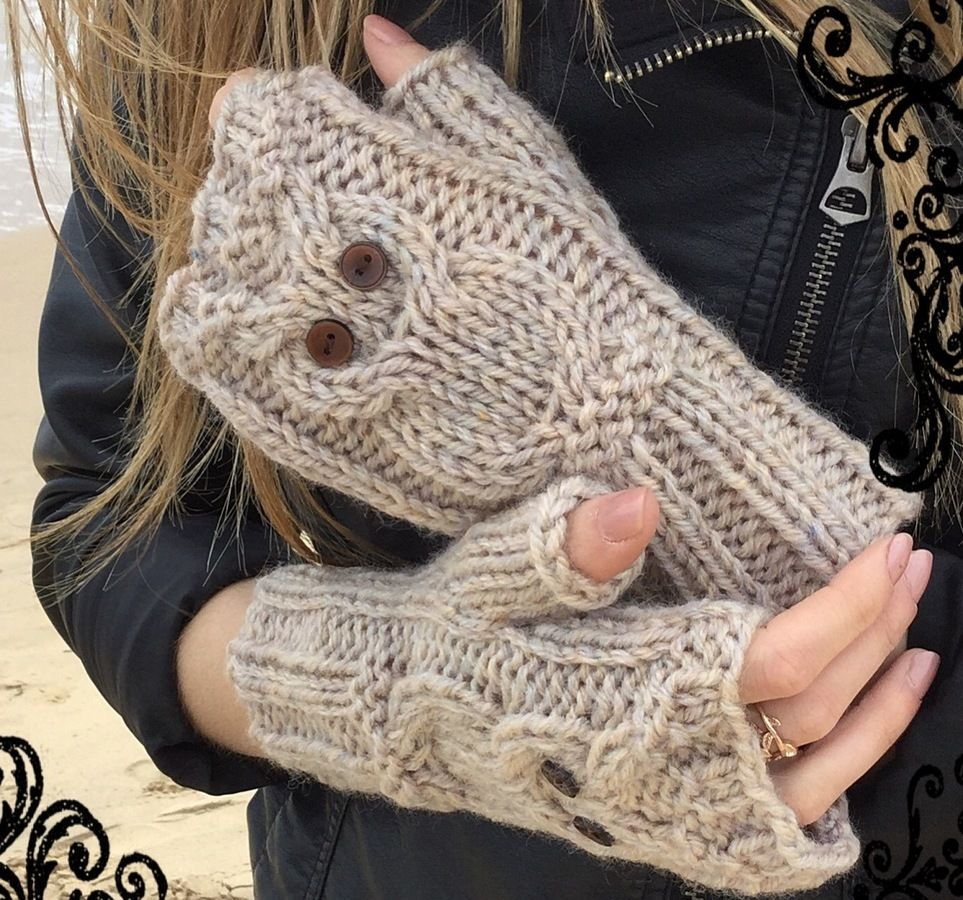 Free Knitted Glove Patterns Owl Fingerless Mitts Knitting Pattern 2yrs To Large Adult Chunky