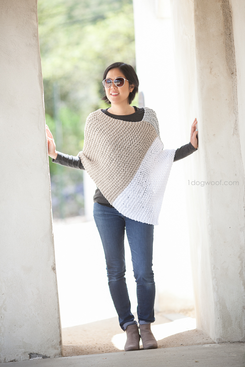 Free Knitting Pattern For A Poncho Easy Knit Catalunya Colorblock Poncho One Dog Woof