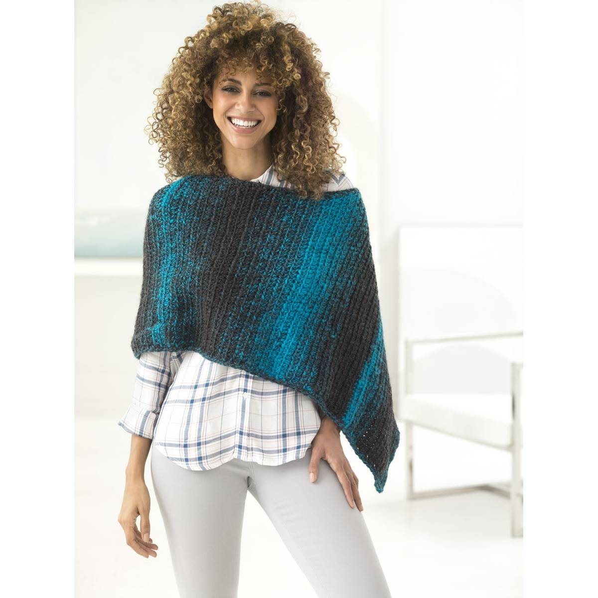 Free Knitting Pattern For A Poncho Free Pattern Lion Brand Scarfie Two Ball Poncho L60084b Hobcraft
