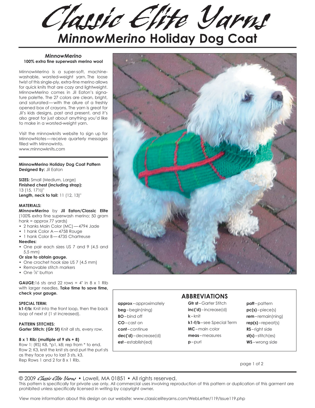 Free Knitting Pattern For Small Dog Coat Holiday Dog Coat