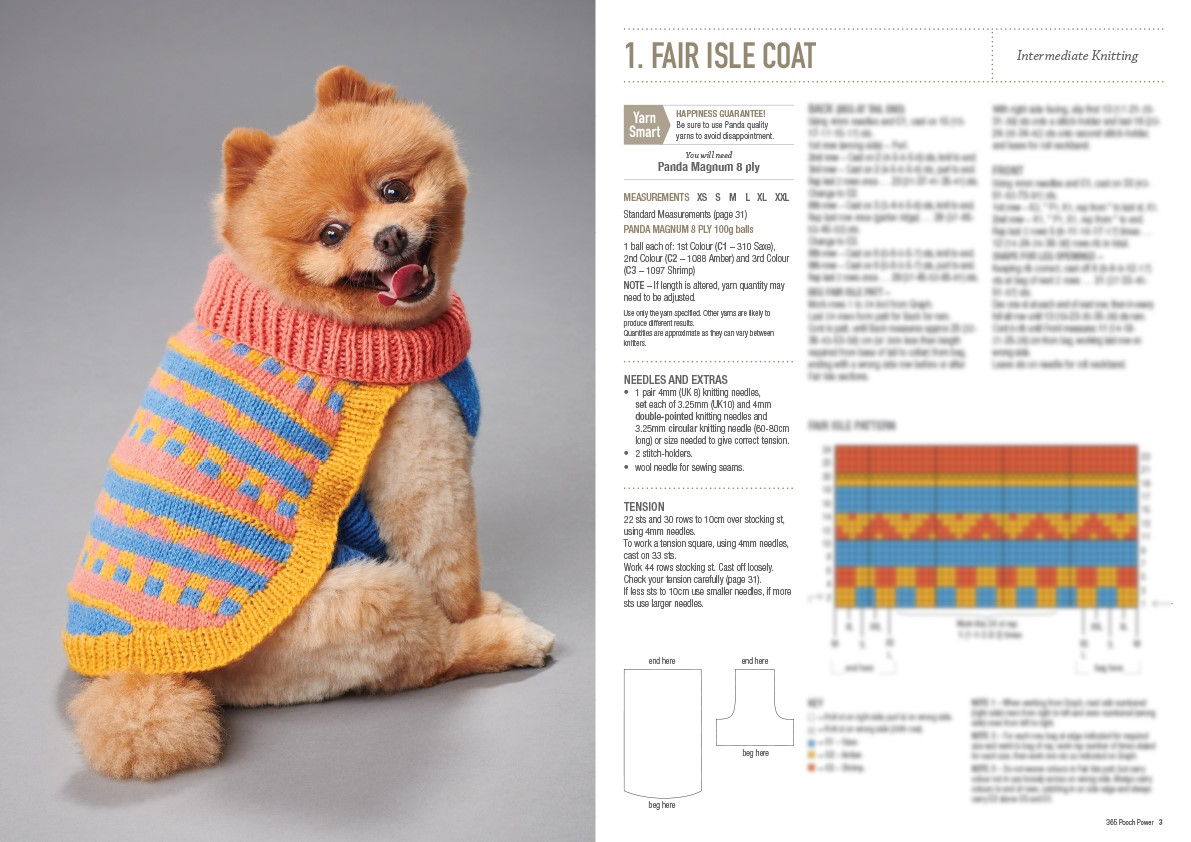 Free Knitting Pattern For Small Dog Coat Pooch Power Dog Coats And Jumpers Pattern Book 0003