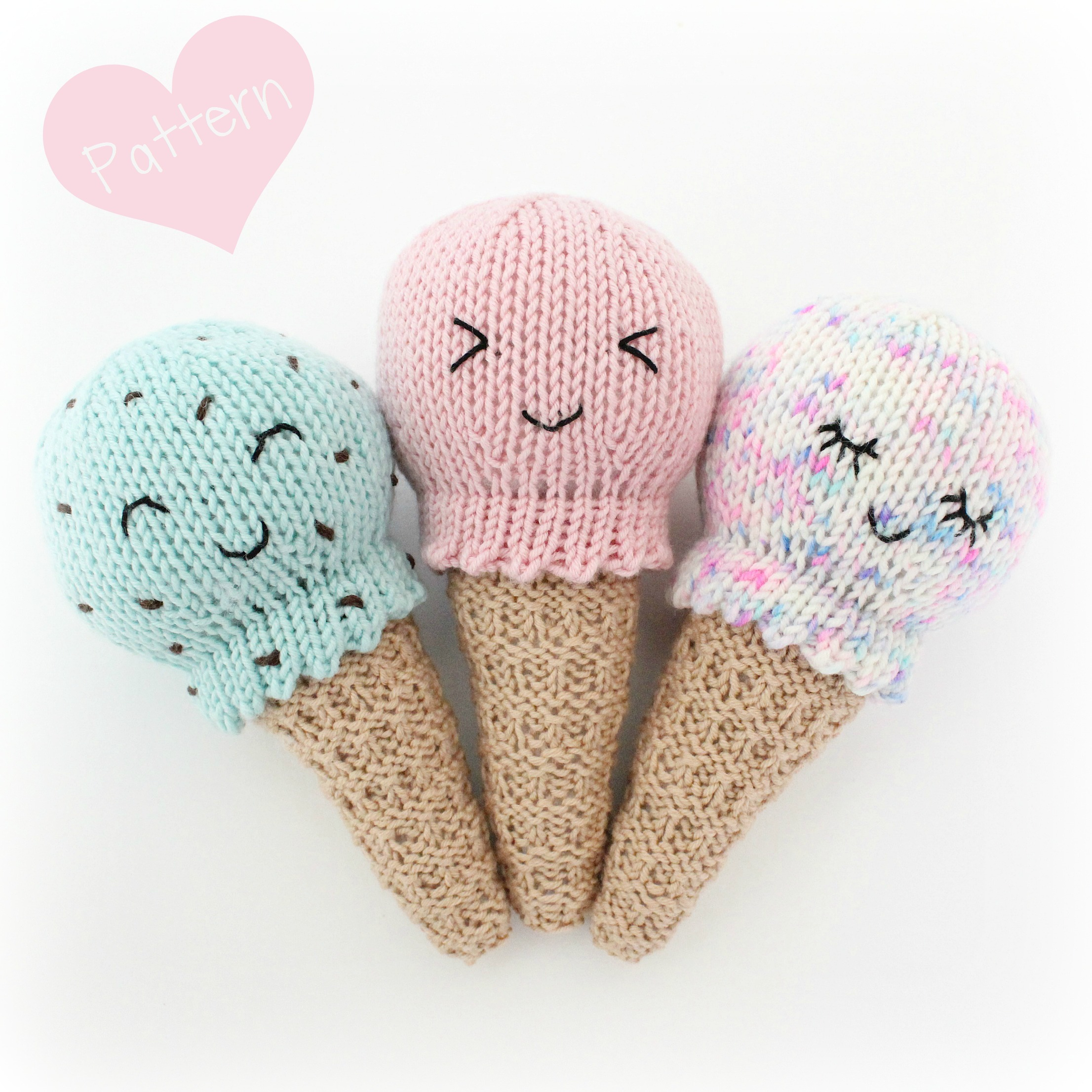 Free Knitting Patterns Babies Free Knitting Pattern Kawaii Ice Cream Cone Ba Rattle Knitted