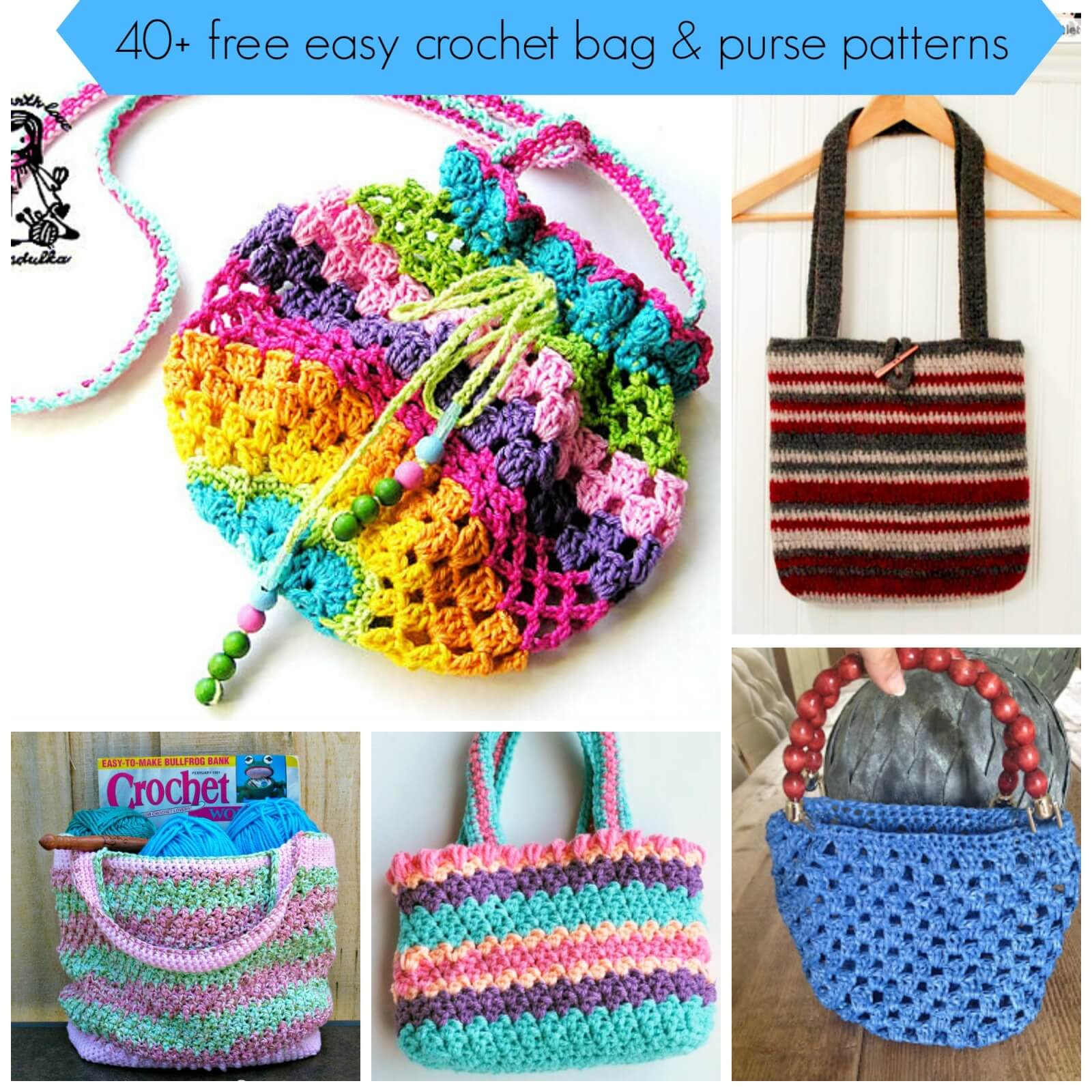 Free Knitting Patterns Bags Totes Purses 40 Free Easy Crochet Bag Purse Patterns