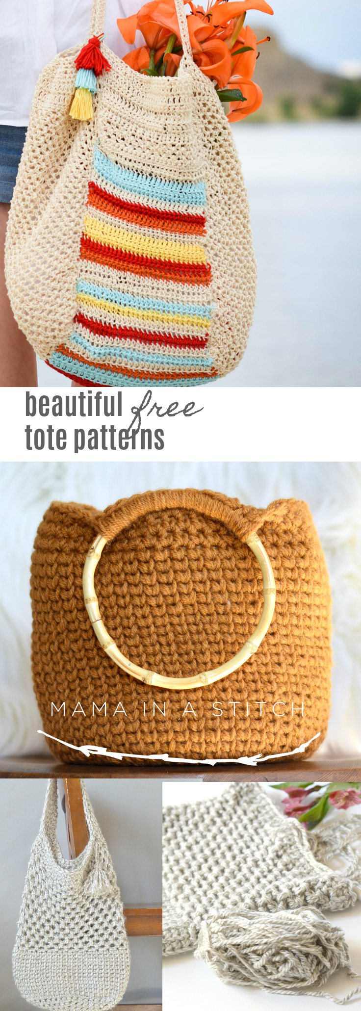 Free Knitting Patterns Bags Totes Purses Easy Crochet Knit Bag Patterns Mama In A Stitch