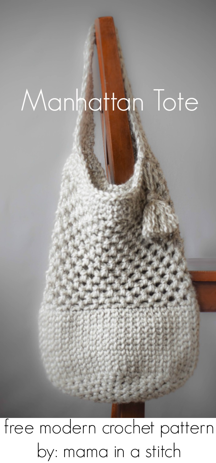 Free Knitting Patterns Bags Totes Purses Manhattan Market Tote Crochet Pattern Mama In A Stitch