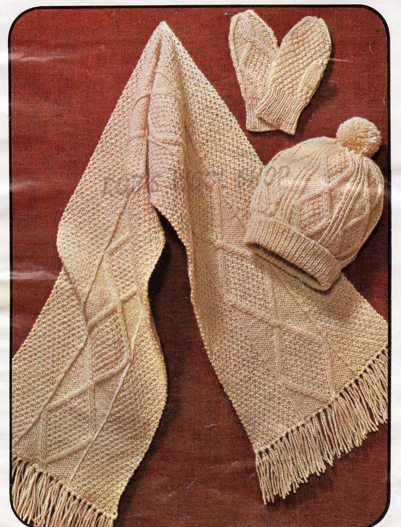Free Knitting Patterns Download Post Free Knitting Pattern Childrens And Adults Gloves Hat Scarf 8ply Yarn Vintage Pattern Pdf Instant Download Post Free Pattern