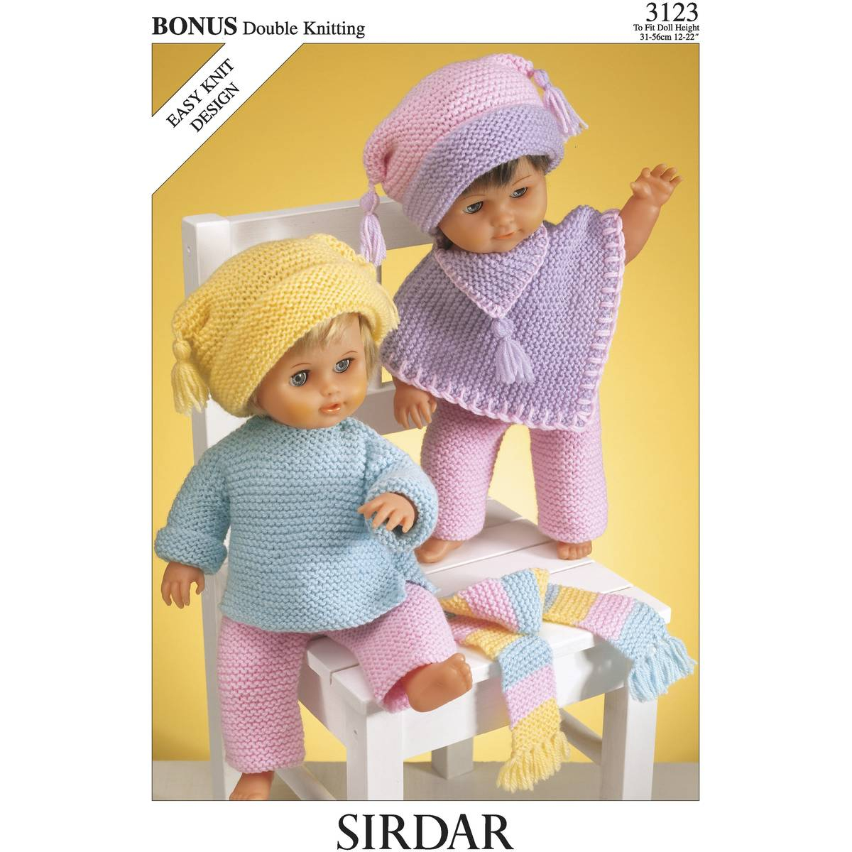 Free Knitting Patterns For 14 Inch Doll Clothes Sirdar Bonus Dk Dolls Clothing Pattern 3123