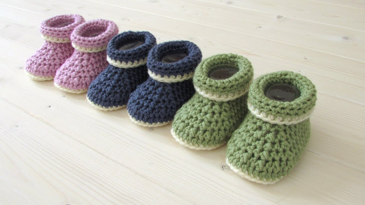 Free Knitting Patterns For Babies Booties How To Crochet Cuffed Ba Booties For Beginners Beginners Ba Shoes
