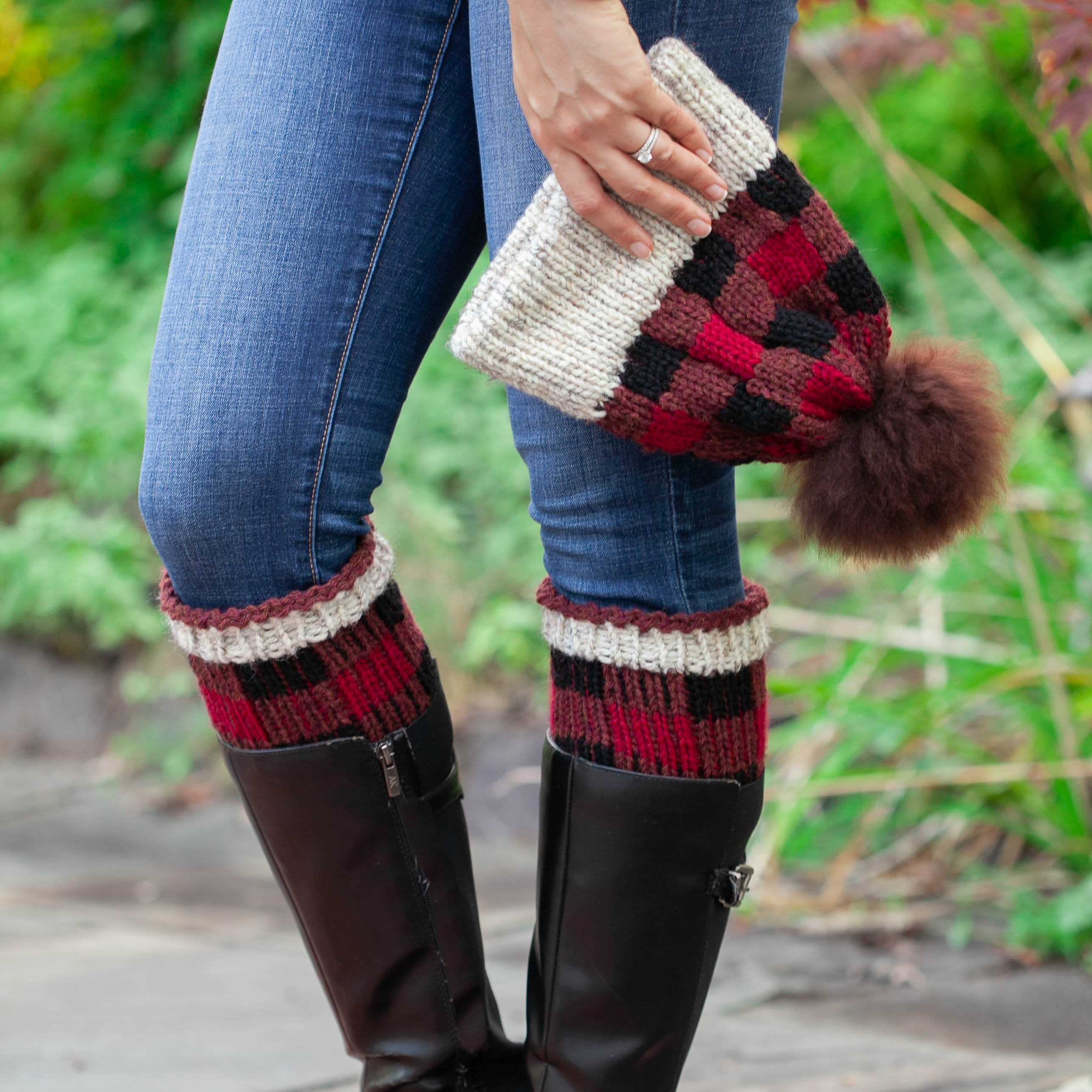 Free Knitting Patterns For Boot Toppers Loom Knit Buffalo Plaid Hat Boot Toppers Pdf Pattern Set Easy Colorwork Beginner Friendly Pattern Download This Is A Digital File