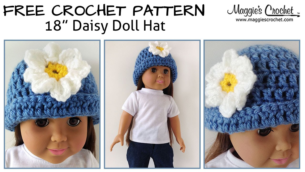 Free Knitting Patterns For Dolls Hats Daisy Hat For An 18 Doll Free Crochet Pattern Right Handed