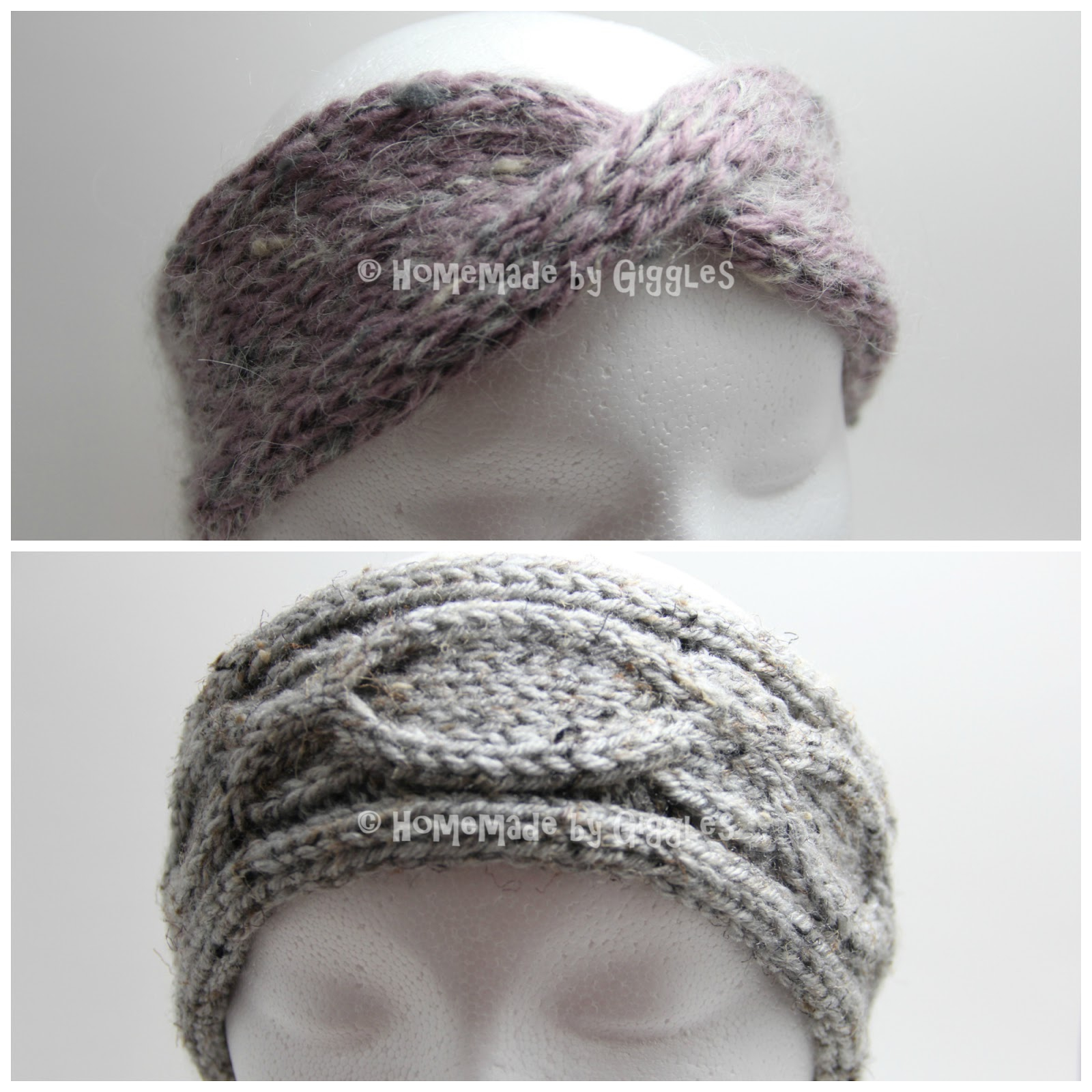 Free Knitting Patterns For Headbands Homemade Giggles Twisted And Chain Cable Headbands Free Knit