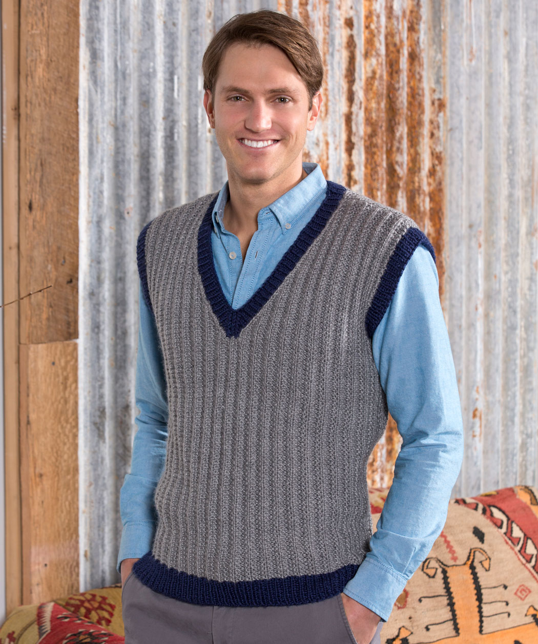 Free Knitting Patterns For Men's Sweaters 36 Knit And Crochet Patterns For Men Red Heart