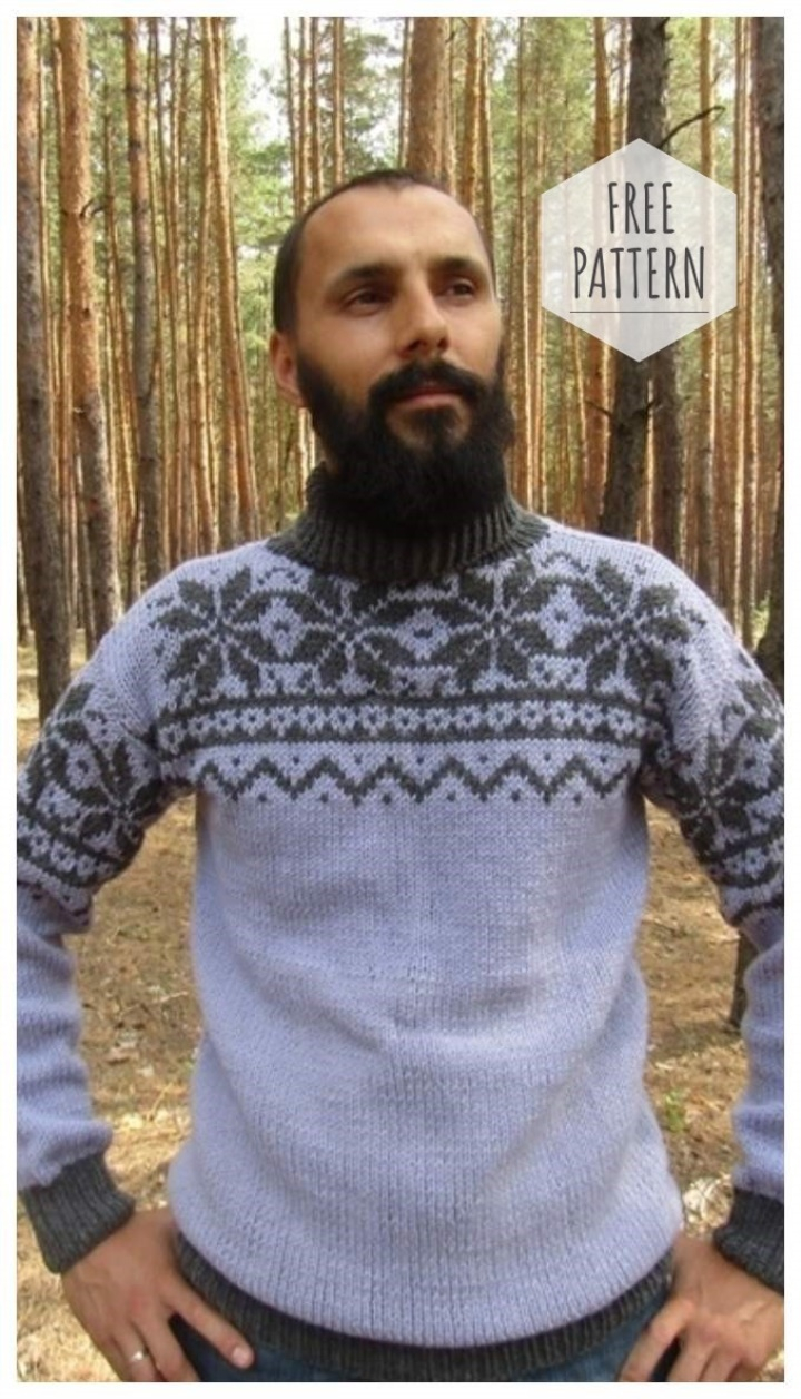 Free Knitting Patterns For Men's Sweaters Mens Jacquard Sweater With Knitting Pattern
