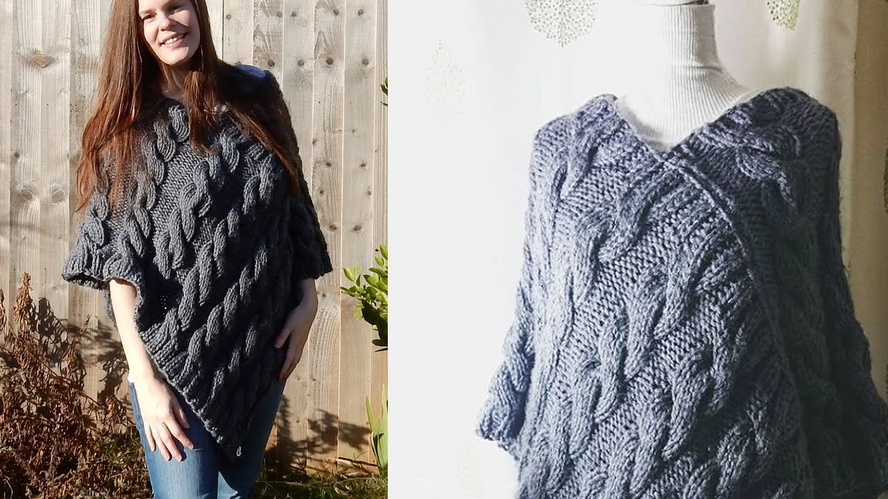 Free Knitting Patterns For Ponchos Or Capes Cable Poncho Knitting Tutorial Beginner