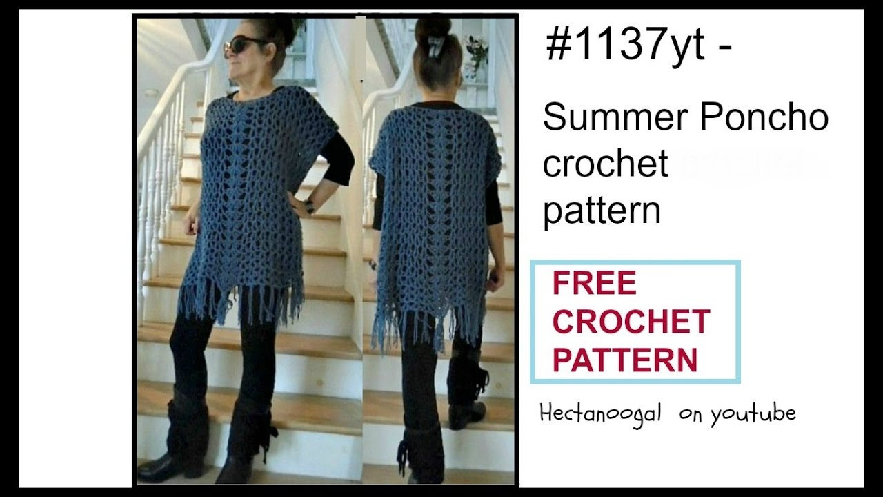 Free Knitting Patterns For Ponchos Or Capes Crochet Poncho Free Crochet Pattern Summer Poncho Sweater Wrap Patt 1137 Sweaters Tops