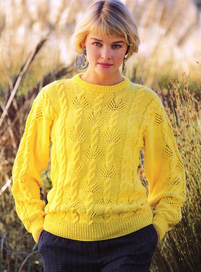Free Knitting Patterns For Sweater Coats Pdf Knitting Pattern Womens Cable And Fan Lace Sweater Gifts For Her 8ply Sweater Instant Download Pdf Post Free Knitting Pattern