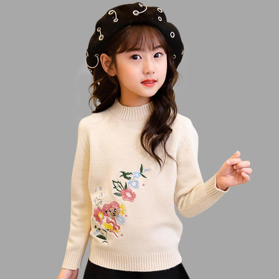 Free Knitting Patterns For Teens Children S Sweater For Girls Autumn Girls Sweater Embroidery Child Top Warm Kids Clothes Teen Spring Girl Clothing 4 14 Year