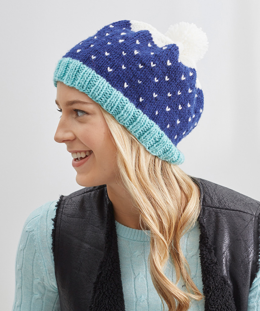 Free Patterns For Knitted Hats Snow Speckled Hat Red Heart