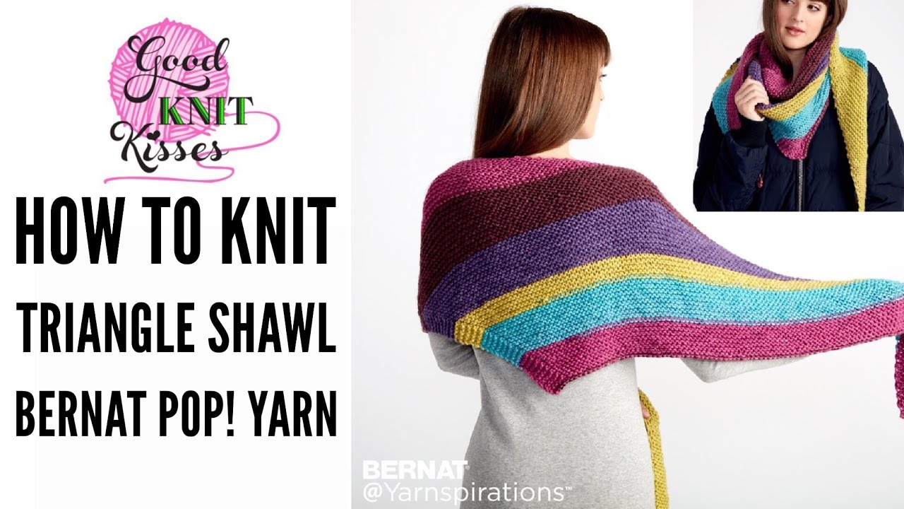 Free Patterns For Knitted Shawls Knit Along The Knit Triangle Shawl Pattern Yarnspirations With Bernat Pop From Walmart