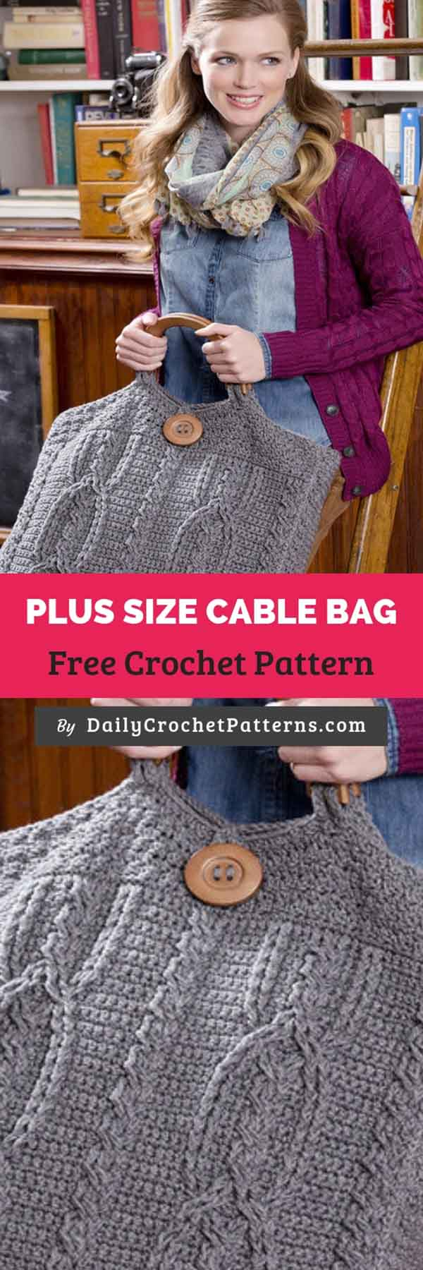 Free Plus Size Knitting Patterns Plus Size Cable Bag Free Pattern Daily Crochet Patterns