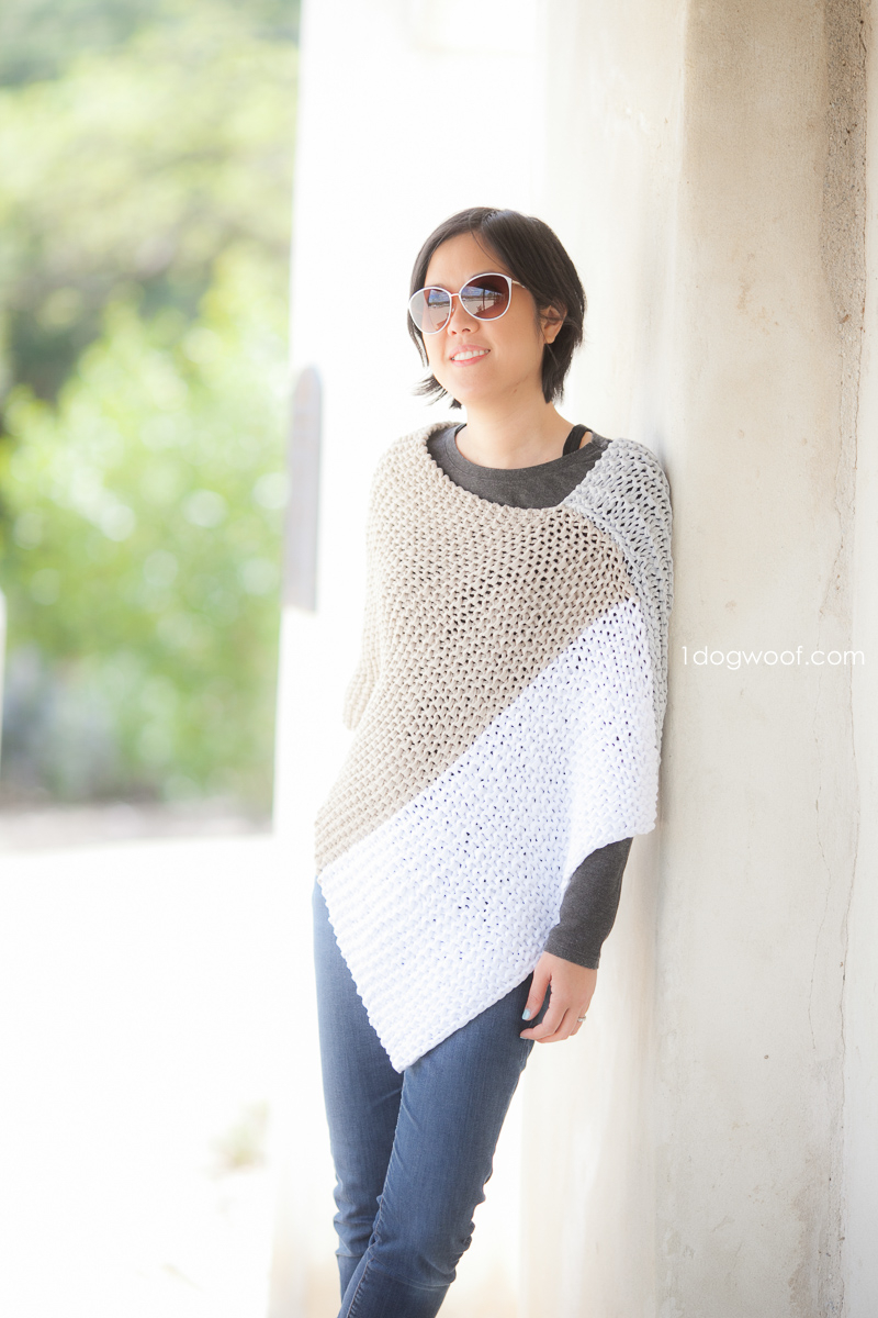 Free Sweater Patterns To Knit Easy Knit Catalunya Colorblock Poncho One Dog Woof