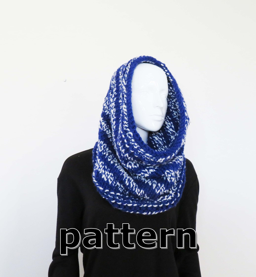 Hand Knit Scarf Pattern Cowl Knitting Pattern Diy Self Striping Hand Knit Scarf Women Or Mens Hand Knitted Scarf Snood Tutorial Unisex Hand Knit Loop Scarf