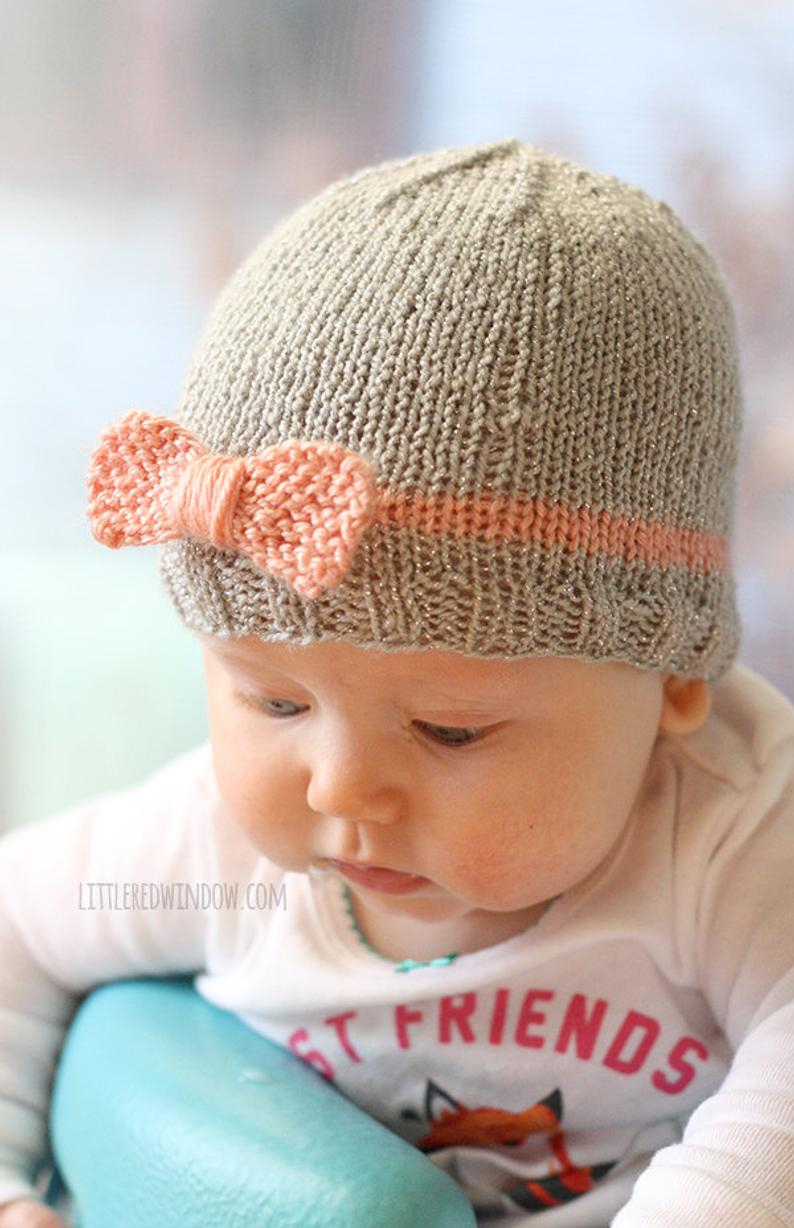 Hat Knitting Patterns Ba Bow Hat Knitting Pattern Knitting Pattern For Newborn Girl Hat With Bow Ba Girl Bow Hat Pattern