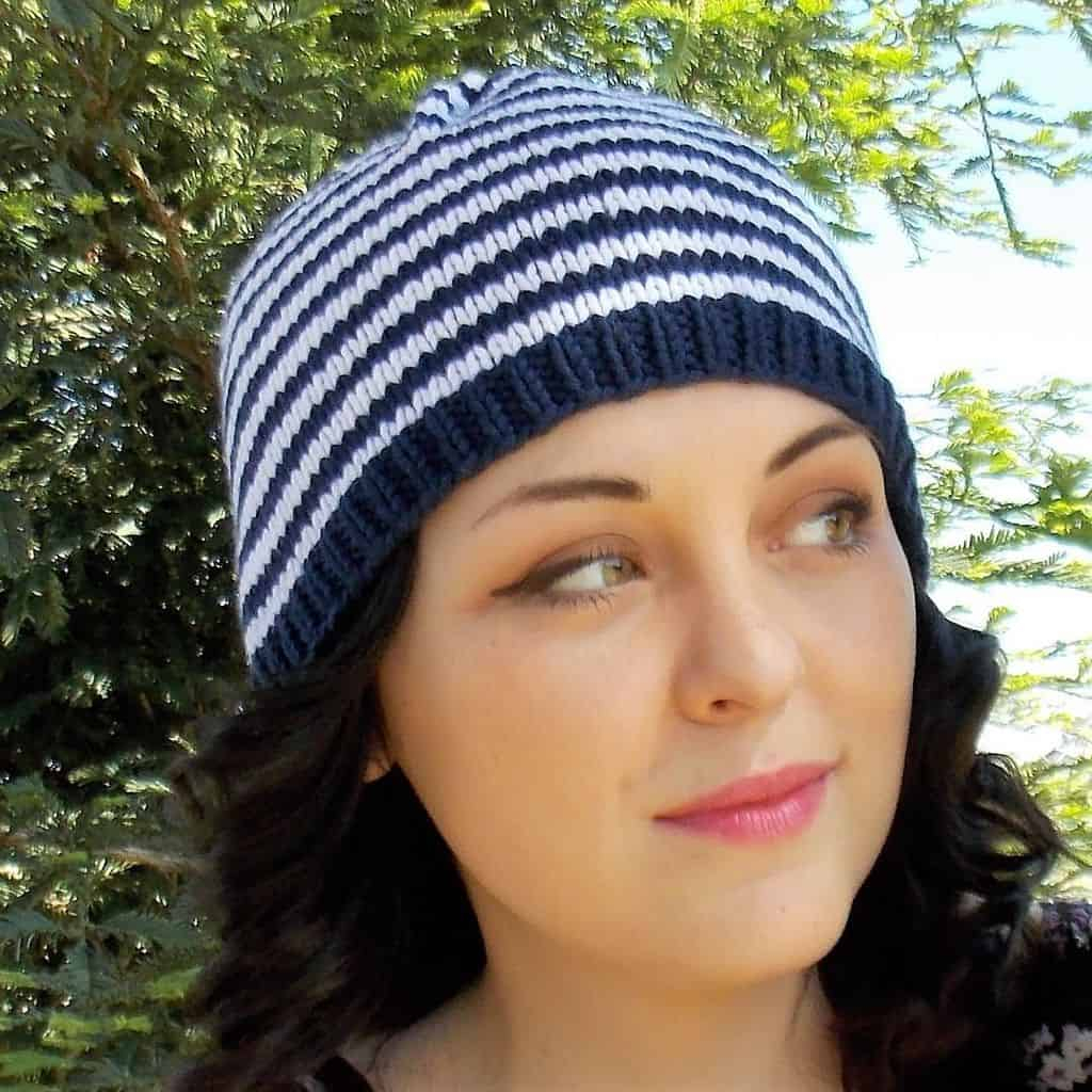 Hat Knitting Patterns Striped Knit Hat