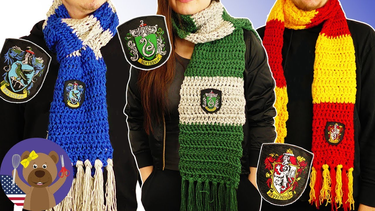 Hogwarts House Scarf Knitting Pattern Harry Potter Scarves Hogwarts Diy Gryffindor Slytherin Ravenclaw Scarf