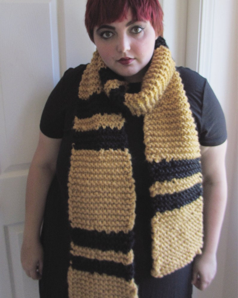 Hogwarts House Scarf Knitting Pattern Hogwarts House Hufflepuff Inspired Knit Scarf